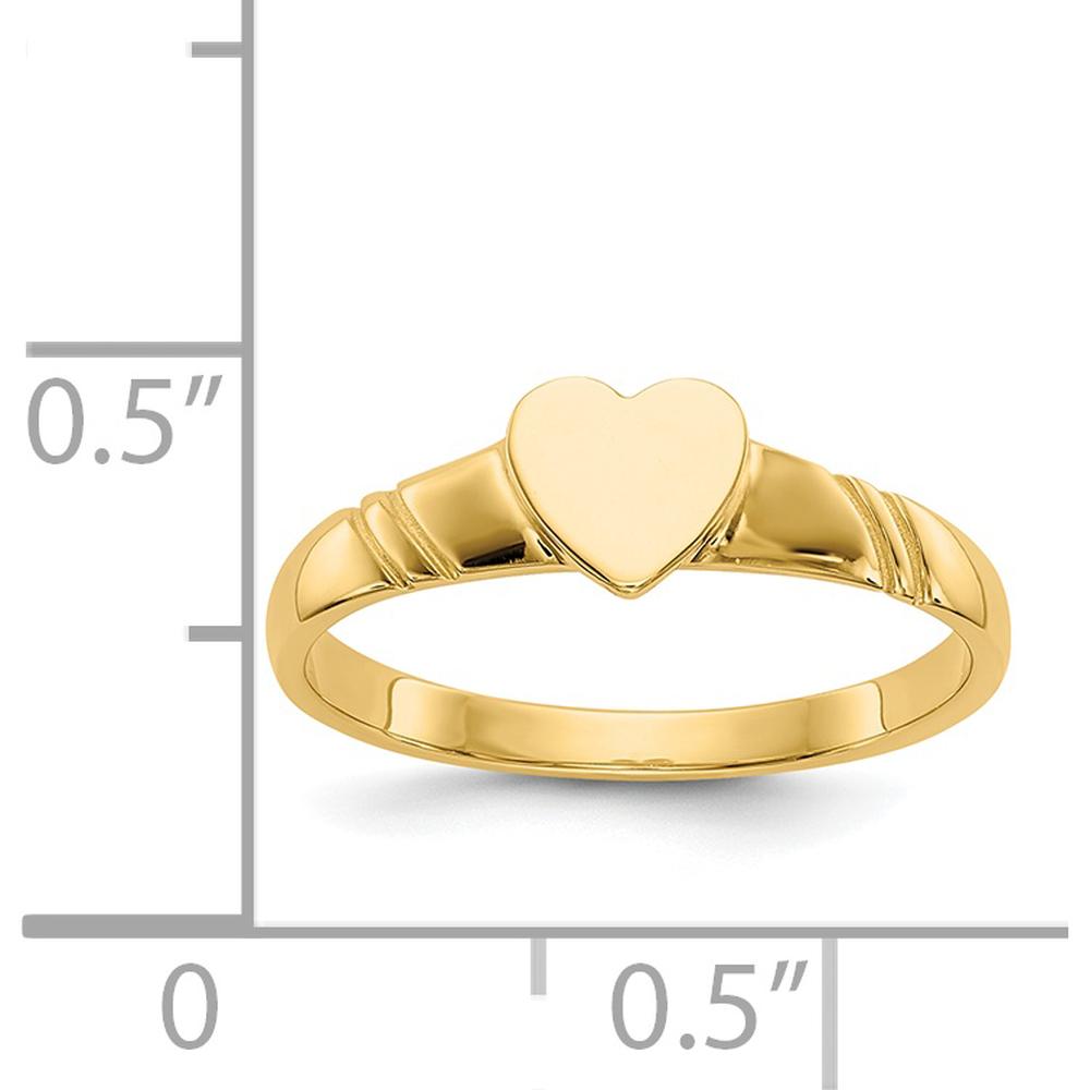 14K Yellow Gold Heart Ring for Children - Solid Band, 5mm Heart Top by Oro Pregiato