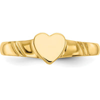 14K Yellow Gold Heart Ring for Children - Solid Band, 5mm Heart Top by Oro Pregiato