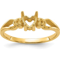 14K Yellow Gold Heart Ring Mounting with 0.02 Carat Diamond Accent for Customizable Gemstone - Women's Jewelry by Monteluci Fine Jewelry