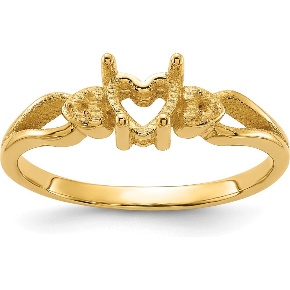14K Yellow Gold Heart Ring Mounting with 0.02 Carat Diamond Accent for Customizable Gemstone - Women's Jewelry by Monteluci Fine Jewelry