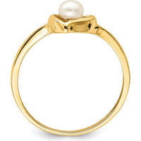 14K Yellow Gold Heart Ring with 3-4mm White Freshwater Cultured Pearl by Madi K
