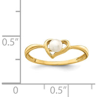 14K Yellow Gold Heart Ring with 3-4mm White Freshwater Cultured Pearl by Madi K
