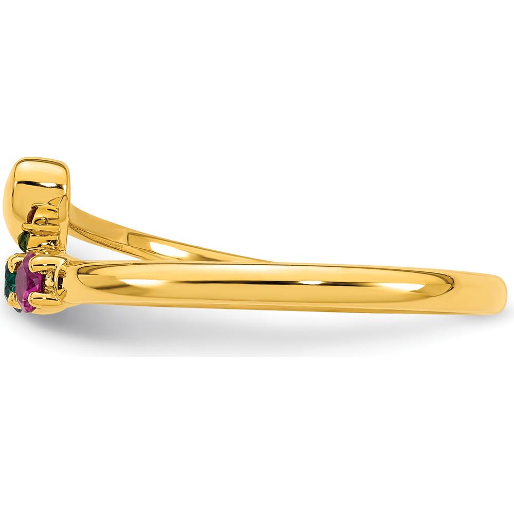 14K Yellow Gold Heart Ring with 3 Birthstones - Amethyst, Emerald, Ruby by Oro Pregiato