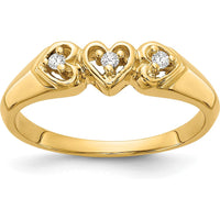 14K Yellow Gold Heart Ring with 3 Prong Set Round Diamonds - 0.045 Carat Total Diamond Weight by Monteluci Fine Jewelry