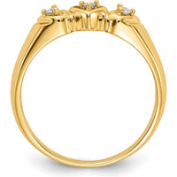 14K Yellow Gold Heart Ring with 3 Prong Set Round Diamonds - 0.045 Carat Total Diamond Weight by Monteluci Fine Jewelry