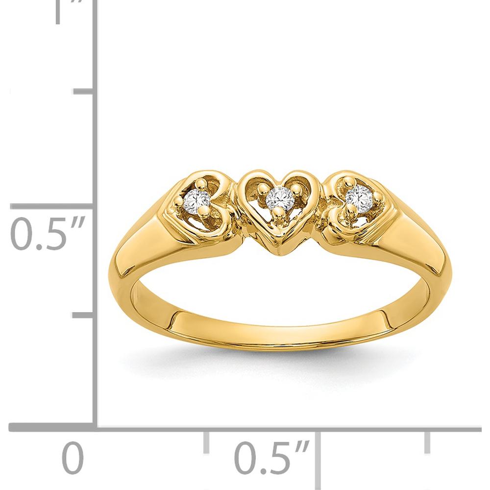 14K Yellow Gold Heart Ring with 3 Prong Set Round Diamonds - 0.045 Carat Total Diamond Weight by Monteluci Fine Jewelry