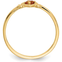 14K Yellow Gold Heart Ring with 3mm Round Citrine - 0.10 Carat Total Gem Weight by Oro Pregiato