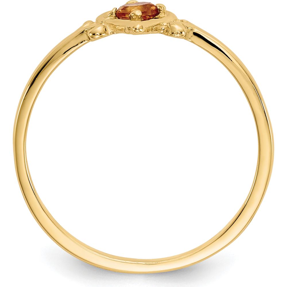 14K Yellow Gold Heart Ring with 3mm Round Citrine - 0.10 Carat Total Gem Weight by Oro Pregiato