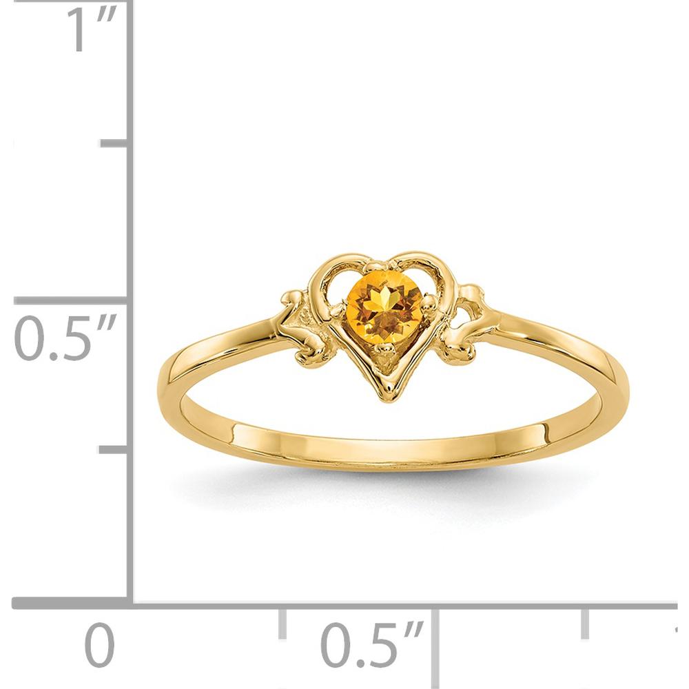 14K Yellow Gold Heart Ring with 3mm Round Citrine - 0.10 Carat Total Gem Weight by Oro Pregiato