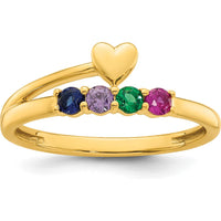 14K Yellow Gold Heart Ring with 4 Birthstones - Customizable Design by Oro Pregiato