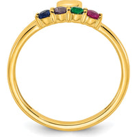 14K Yellow Gold Heart Ring with 4 Birthstones - Customizable Design by Oro Pregiato