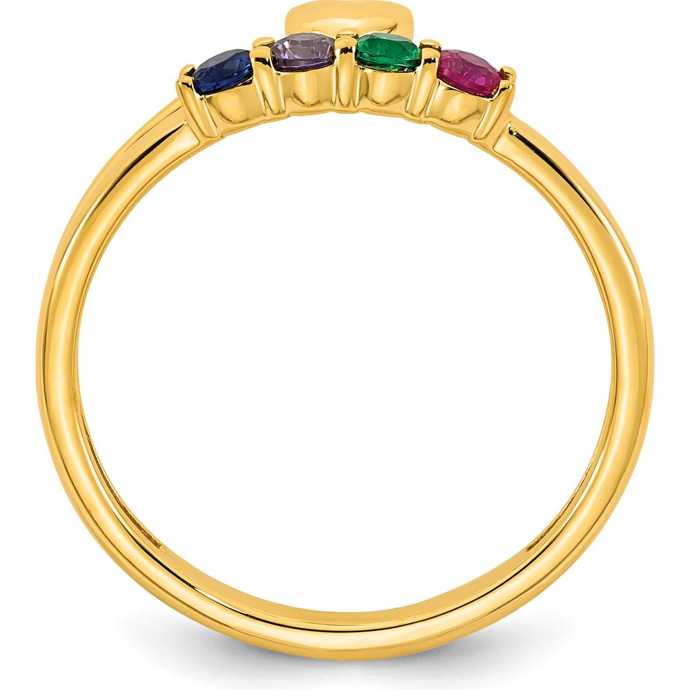 14K Yellow Gold Heart Ring with 4 Birthstones - Customizable Design by Oro Pregiato