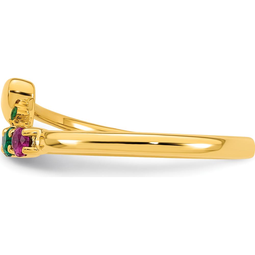 14K Yellow Gold Heart Ring with 4 Birthstones - Customizable Design by Oro Pregiato
