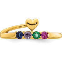 14K Yellow Gold Heart Ring with 4 Birthstones - Customizable Design by Oro Pregiato