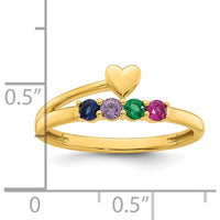 14K Yellow Gold Heart Ring with 4 Birthstones - Customizable Design by Oro Pregiato