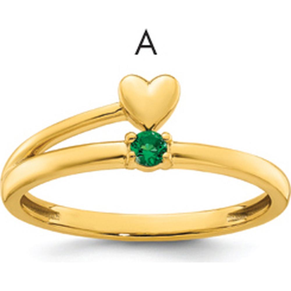 14K Yellow Gold Heart Ring with Birthstone - Personalized Mother's Ring by Oro Pregiato