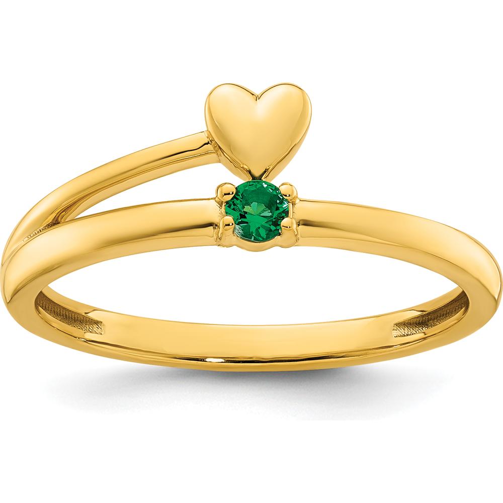 14K Yellow Gold Heart Ring with Birthstone - Personalized Mother's Ring by Oro Pregiato