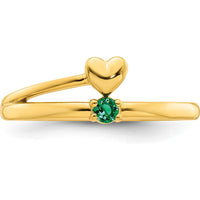 14K Yellow Gold Heart Ring with Birthstone - Personalized Mother's Ring by Oro Pregiato