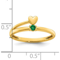 14K Yellow Gold Heart Ring with Birthstone - Personalized Mother's Ring by Oro Pregiato