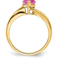 14K Yellow Gold Heart Ring with Created Pink Sapphire and Diamonds - 1.00 Carat Total Weight by 0