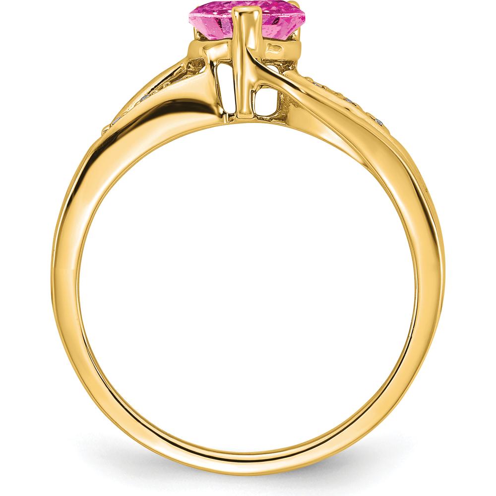 14K Yellow Gold Heart Ring with Created Pink Sapphire and Diamonds - 1.00 Carat Total Weight by 0
