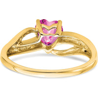 14K Yellow Gold Heart Ring with Created Pink Sapphire and Diamonds - 1.00 Carat Total Weight by 0