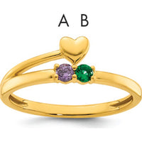 14K Yellow Gold Heart Ring with Custom Birthstone Setting - Personalized Mother's Ring by Oro Pregiato