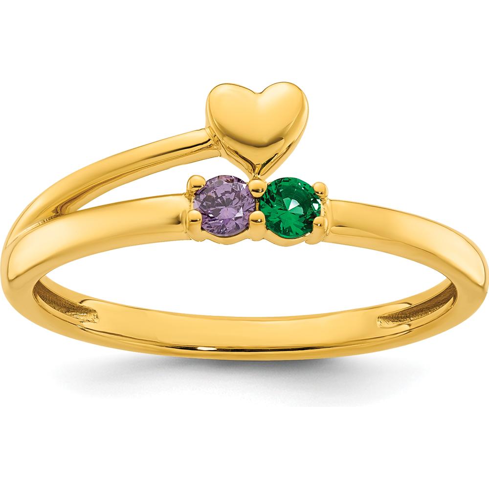 14K Yellow Gold Heart Ring with Custom Birthstone Setting - Personalized Mother's Ring by Oro Pregiato