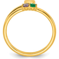14K Yellow Gold Heart Ring with Custom Birthstone Setting - Personalized Mother's Ring by Oro Pregiato