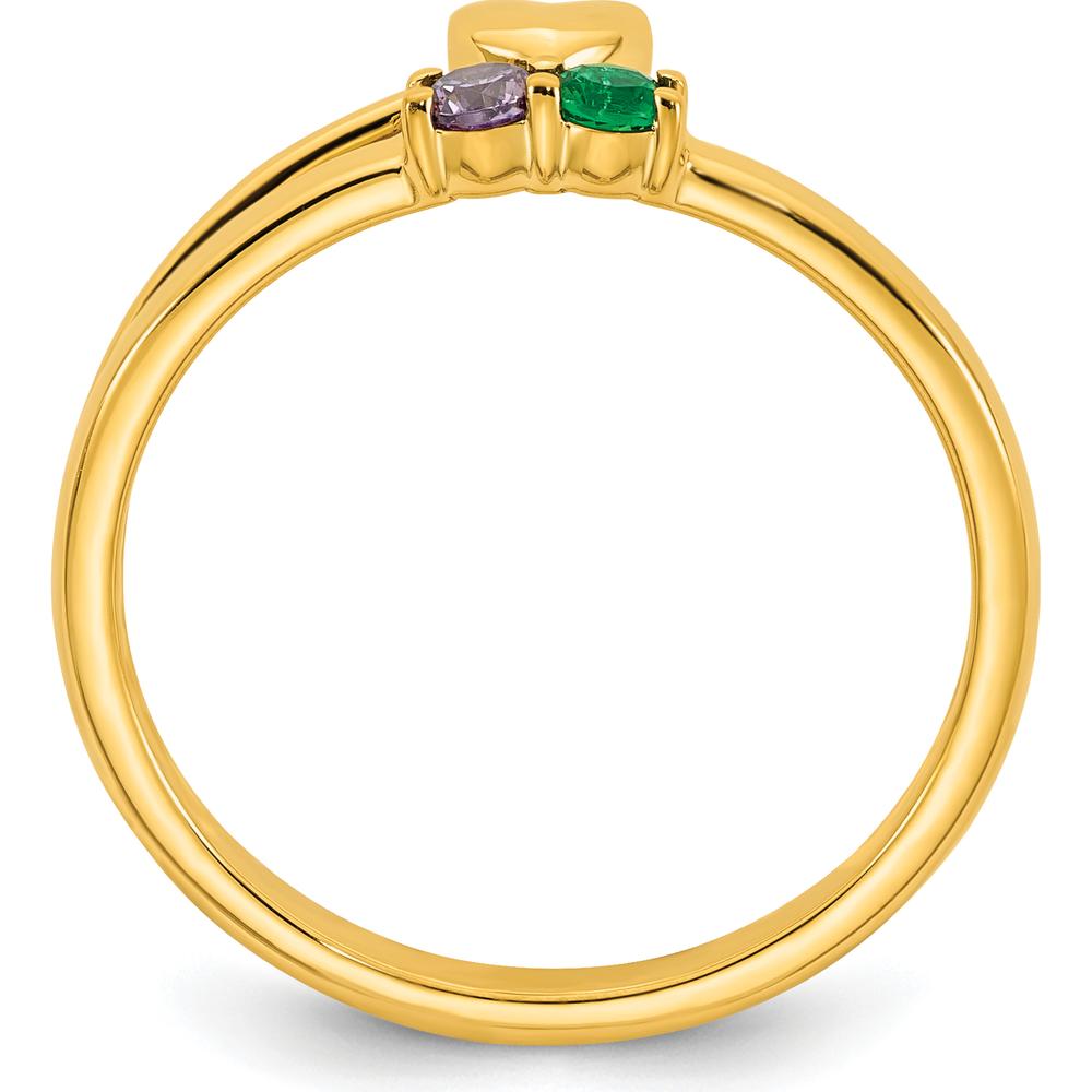 14K Yellow Gold Heart Ring with Custom Birthstone Setting - Personalized Mother's Ring by Oro Pregiato