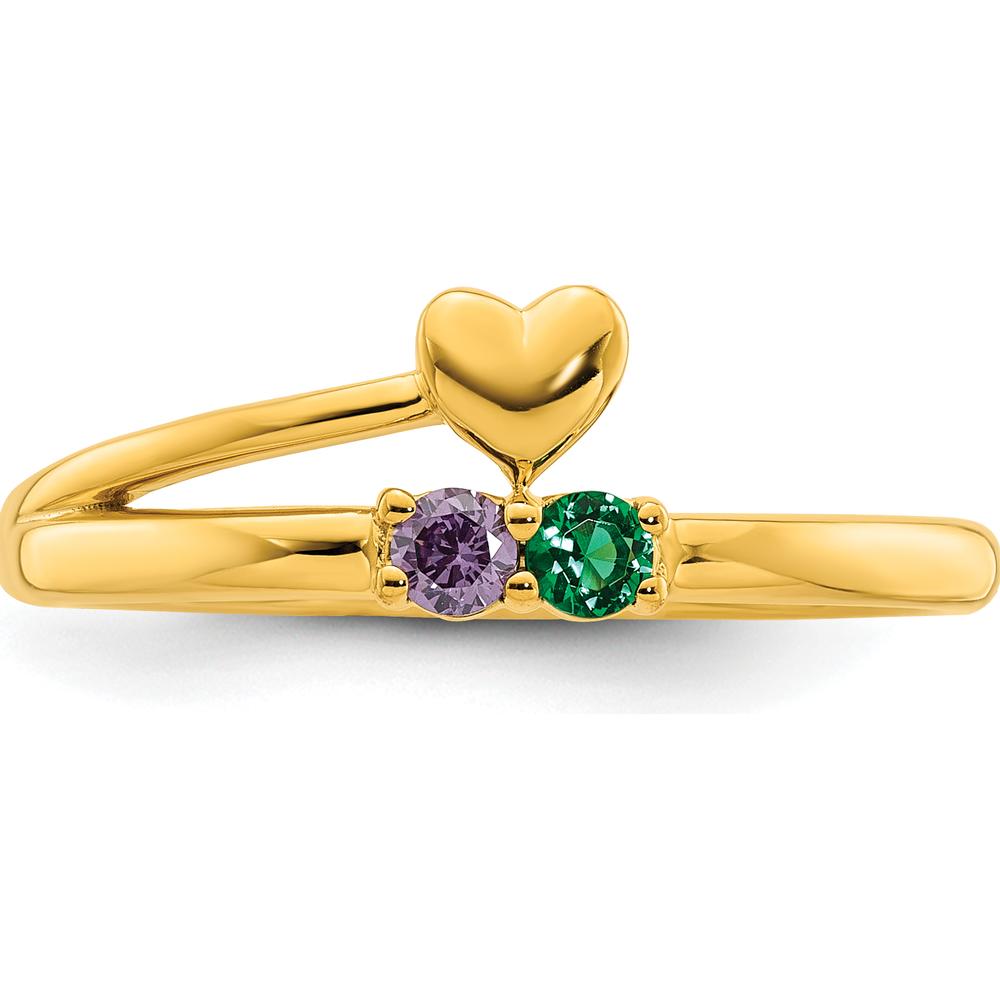 14K Yellow Gold Heart Ring with Custom Birthstone Setting - Personalized Mother's Ring by Oro Pregiato