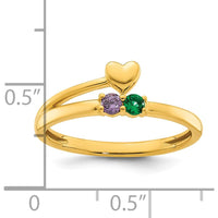 14K Yellow Gold Heart Ring with Custom Birthstone Setting - Personalized Mother's Ring by Oro Pregiato