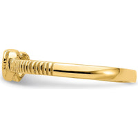 14K Yellow Gold Heart Ring with Diamond-Cut Hearts - Solid Design, Tapered Band by Oro Pregiato