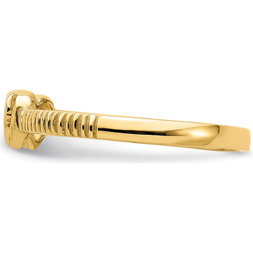 14K Yellow Gold Heart Ring with Diamond-Cut Hearts - Solid Design, Tapered Band by Oro Pregiato