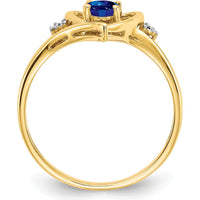 14K Yellow Gold Heart Ring with Oval Sapphire and Round Diamonds - 0.6 Carat Total Sapphire Weight by Oro Pregiato