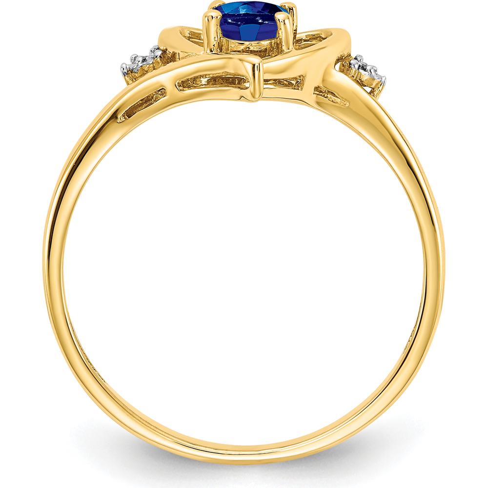 14K Yellow Gold Heart Ring with Oval Sapphire and Round Diamonds - 0.6 Carat Total Sapphire Weight by Oro Pregiato