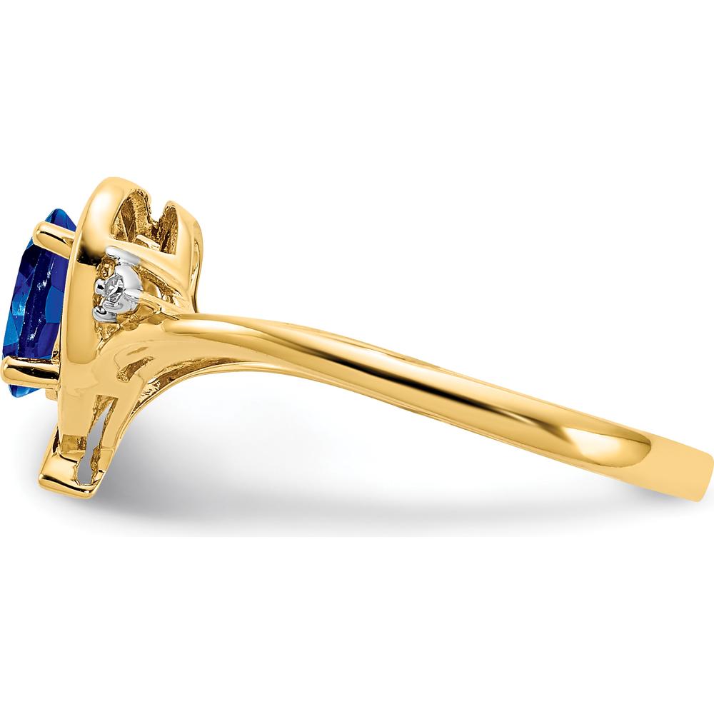 14K Yellow Gold Heart Ring with Oval Sapphire and Round Diamonds - 0.6 Carat Total Sapphire Weight by Oro Pregiato