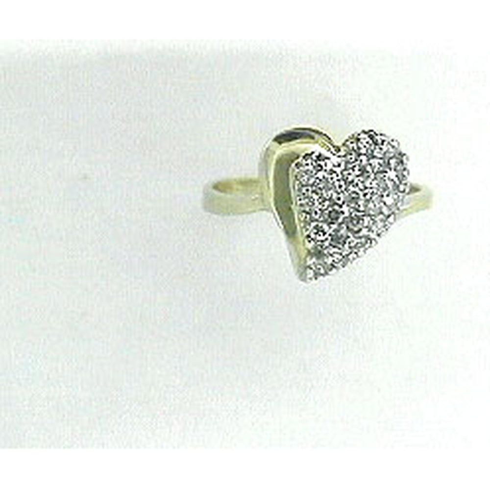 14K Yellow Gold Heart Ring with Pave Set Round Diamonds - 0.29 Carat Total Diamond Weight - Royal Jewelry