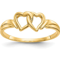 14K Yellow Gold Heart Ring with Polished Finish - 7mm Top Length by 0