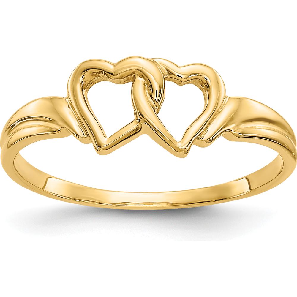 14K Yellow Gold Heart Ring with Polished Finish - 7mm Top Length by 0