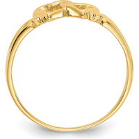 14K Yellow Gold Heart Ring with Polished Finish - 7mm Top Length by 0