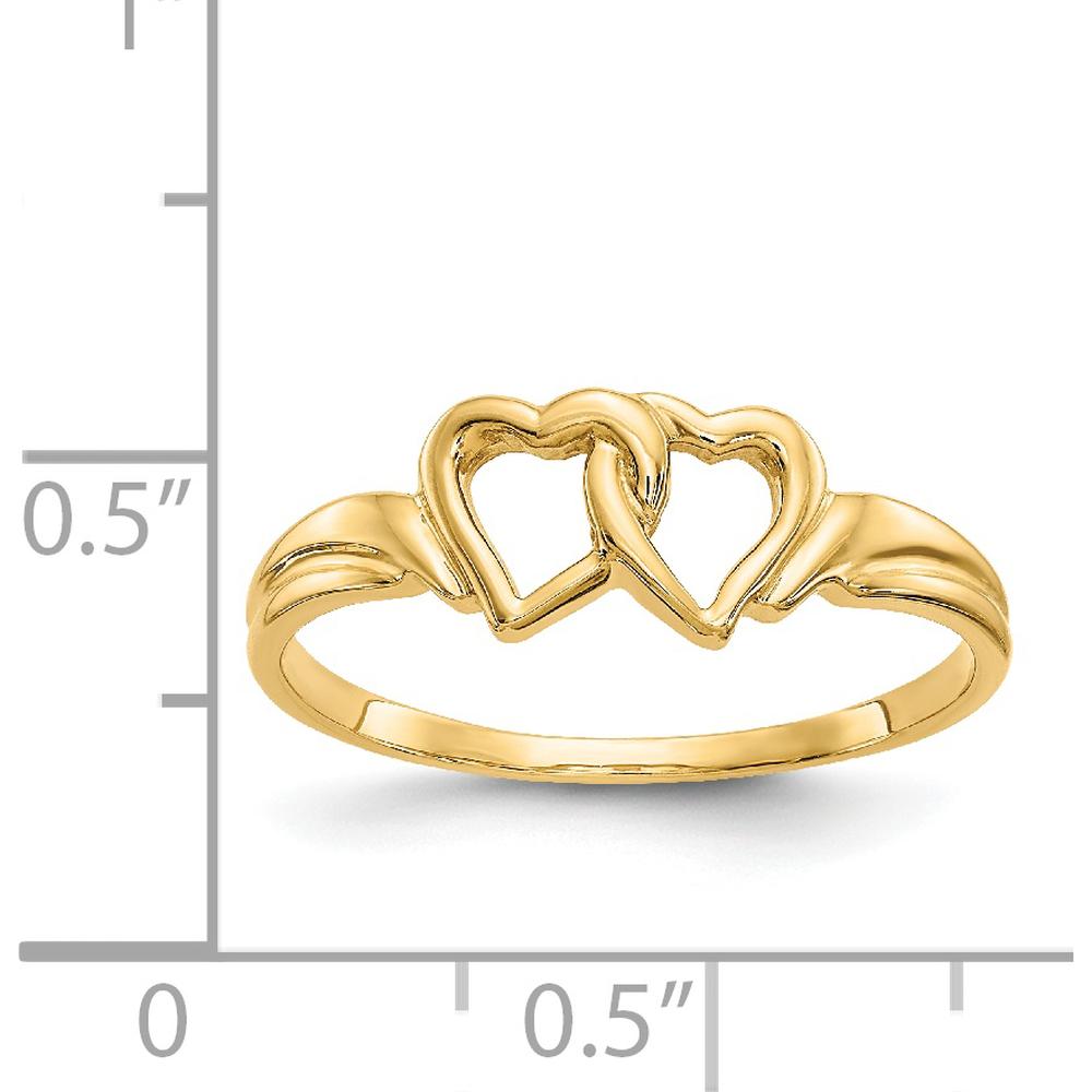 14K Yellow Gold Heart Ring with Polished Finish - 7mm Top Length by 0