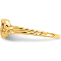 14K Yellow Gold Heart Ring with Polished Finish - 7mm Top Length by 0