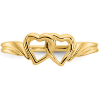 14K Yellow Gold Heart Ring with Polished Finish - 7mm Top Length by 0