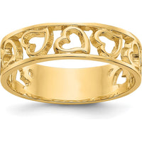 14K Yellow Gold Heart Ring with Polished Finish - Elegant Heart Design, Adjustable Band, Perfect for Gifts or Everyday Wear by 0