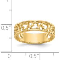 14K Yellow Gold Heart Ring with Polished Finish - Elegant Heart Design, Adjustable Band, Perfect for Gifts or Everyday Wear by 0