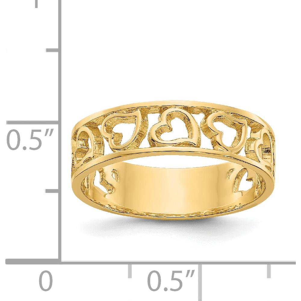 14K Yellow Gold Heart Ring with Polished Finish - Elegant Heart Design, Adjustable Band, Perfect for Gifts or Everyday Wear by 0