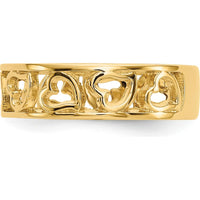 14K Yellow Gold Heart Ring with Polished Finish - Elegant Heart Design, Adjustable Band, Perfect for Gifts or Everyday Wear by 0