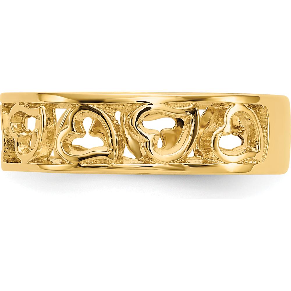 14K Yellow Gold Heart Ring with Polished Finish - Elegant Heart Design, Adjustable Band, Perfect for Gifts or Everyday Wear by 0