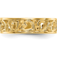 14K Yellow Gold Heart Ring with Polished Finish - Elegant Heart Design, Adjustable Band, Perfect for Gifts or Everyday Wear by 0